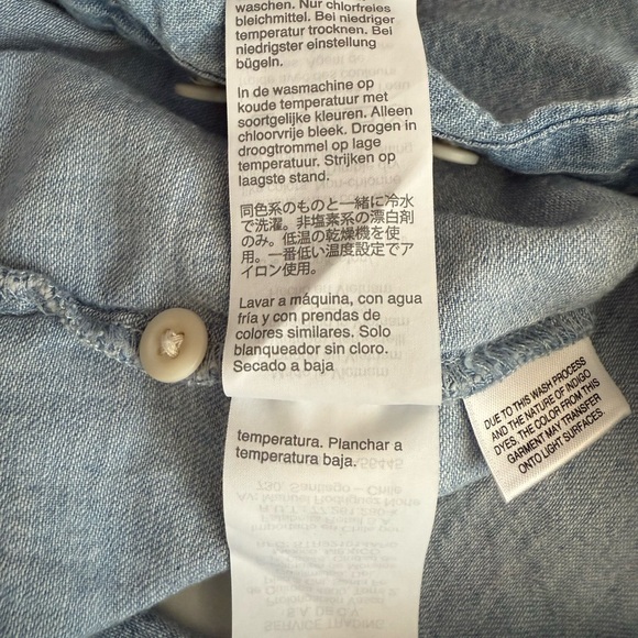 Madewell Popover Top Womens Emmie Wash Denim Shirred Long Sleeve Size XXS - Picture 12 of 14